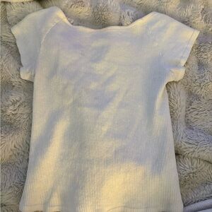 White Ribbed T-Shirt